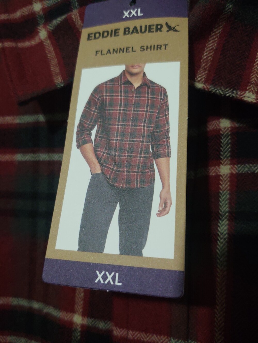 Eddie Bauer Red and Green Plaid Button-Down Shirt
